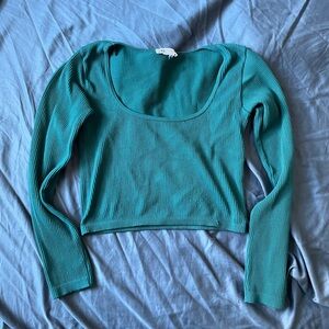 Zara green crop top sweater